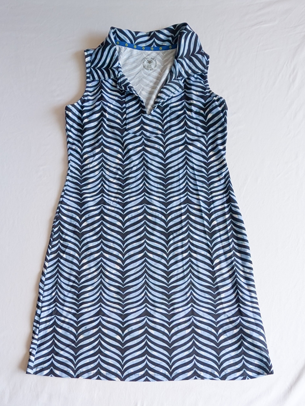 Banana Boat Shift Dress UPF 50 Women’s Large Navy Blue Leaf Pattern Sleeveless
